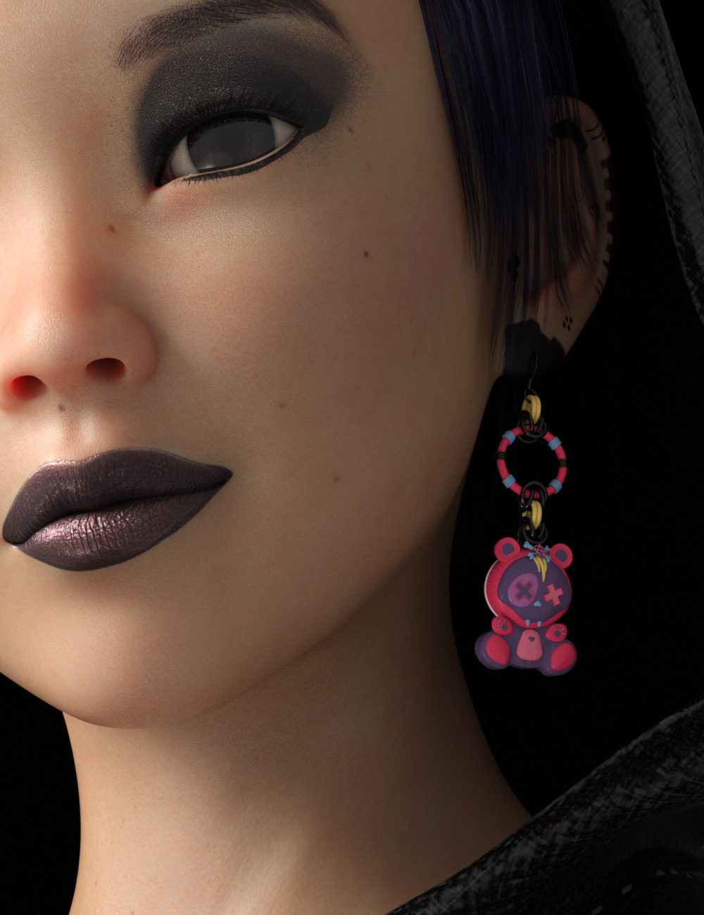 Anarchy Ghouls Earrings for Genesis 8 Females by: inception8, 3D Models by Daz 3D