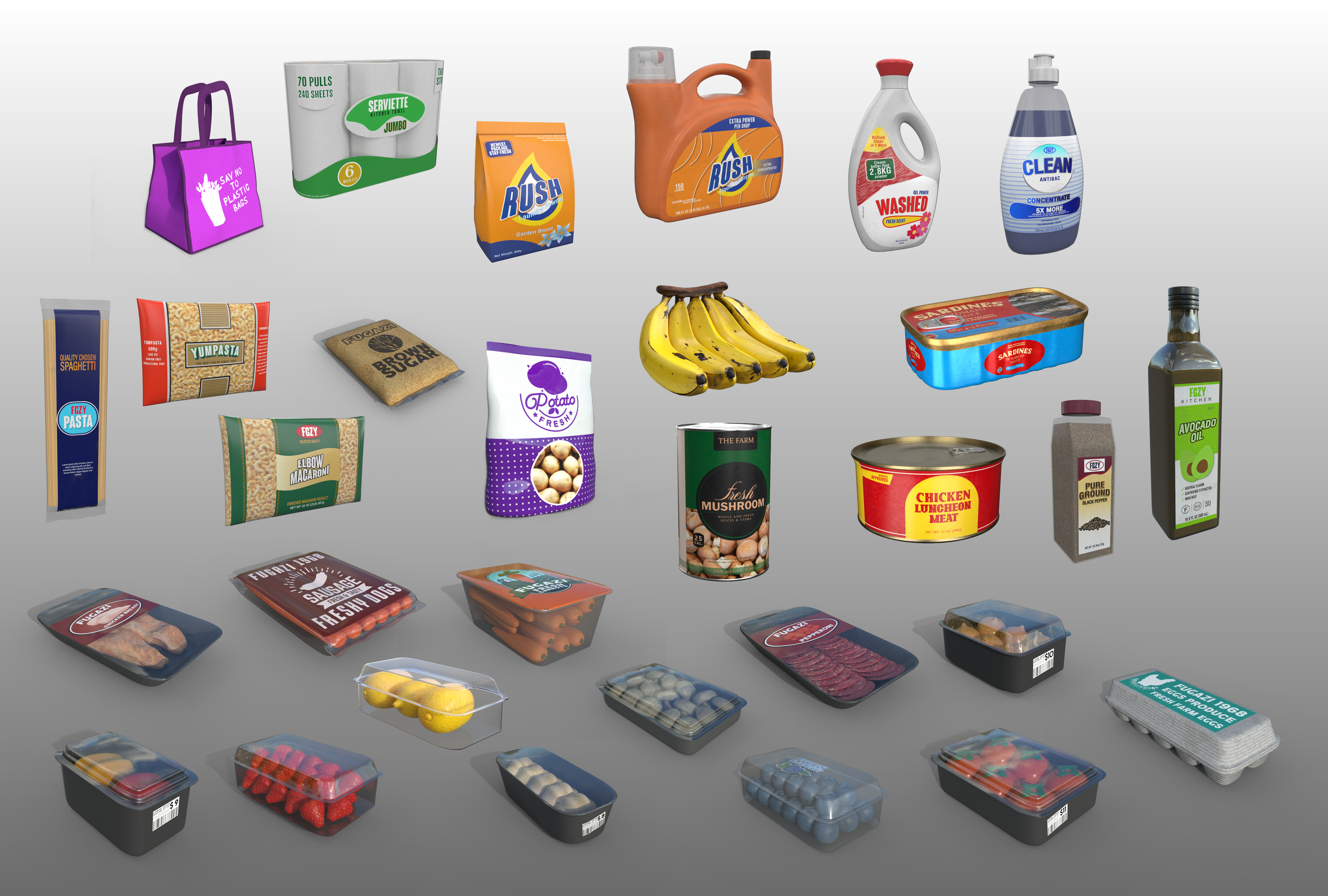 FG Grocery Props Pack by: Fugazi1968, 3D Models by Daz 3D