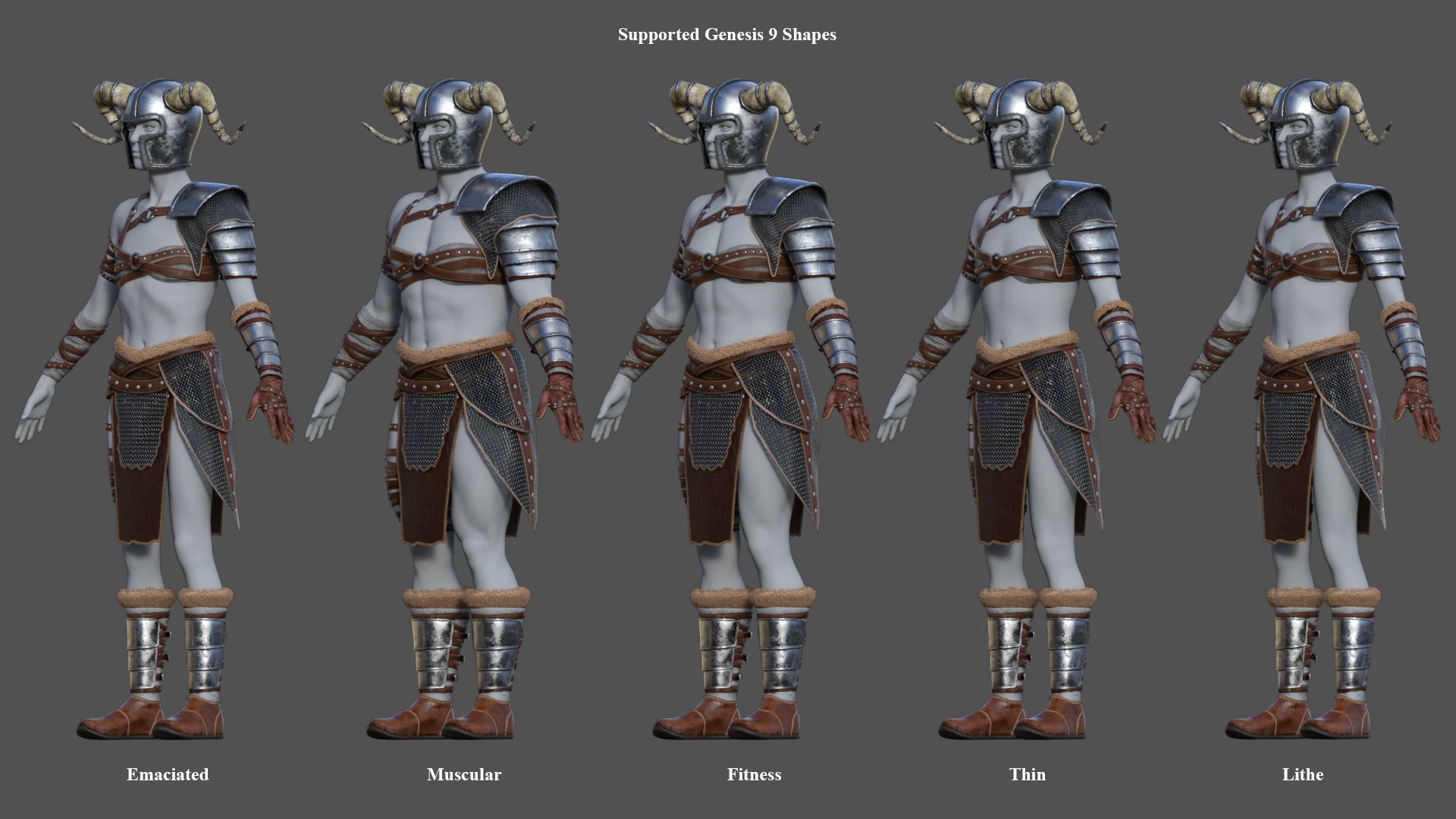 dForce Barbarian Armor for Genesis 9 and Genesis 8 Females | Daz 3D