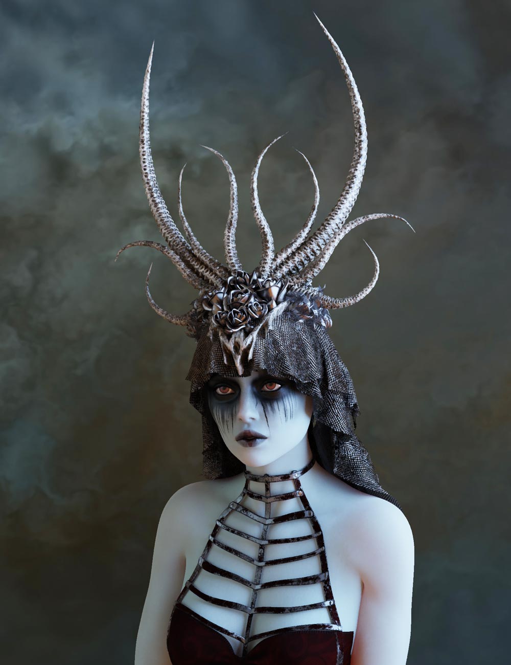 dForce Umbra Headdress for Genesis 8 Female by: Prae, 3D Models by Daz 3D
