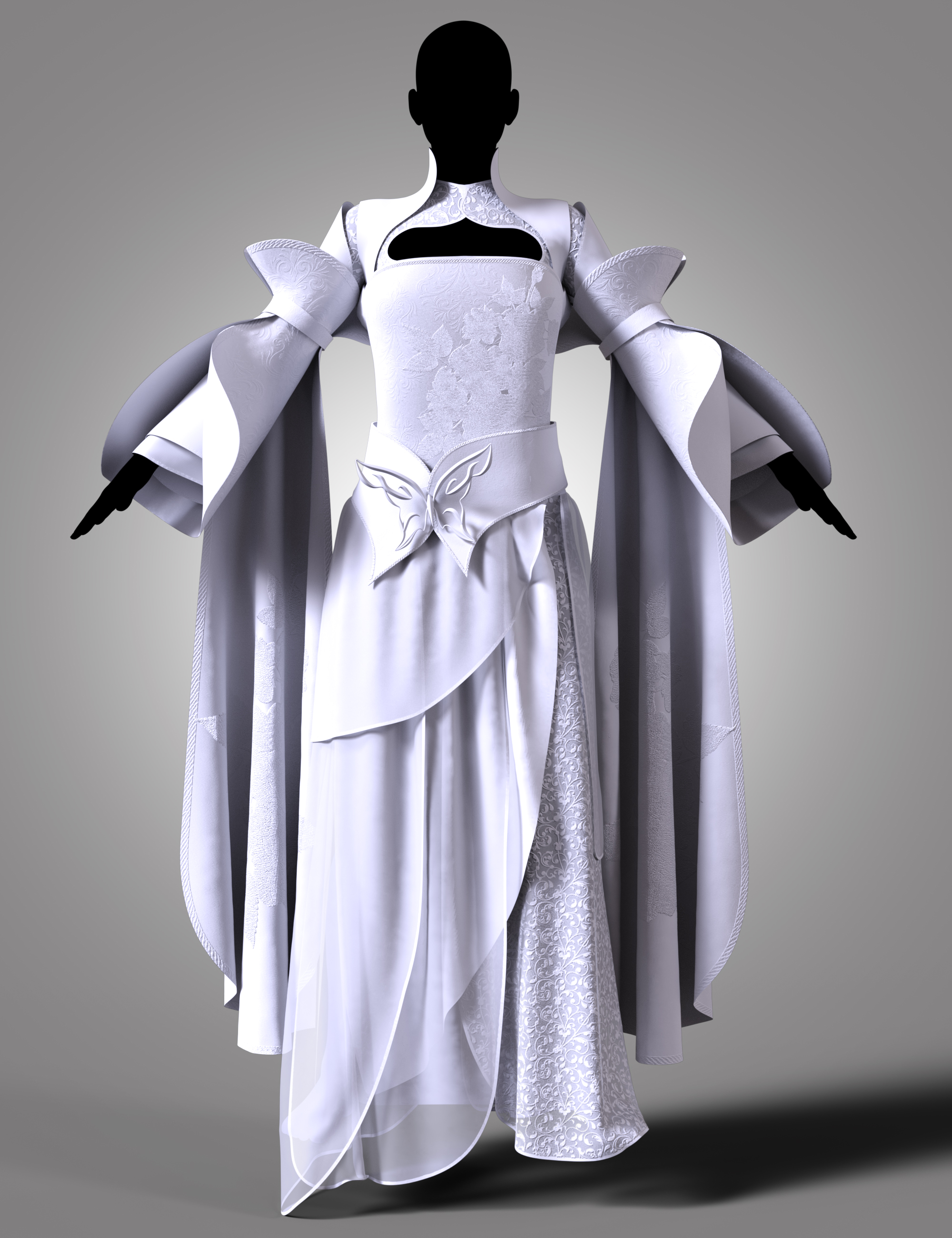 dForce Chinese Hanfu Outfit for Genesis 8 and 8.1 Females by: Aesthetic House, 3D Models by Daz 3D