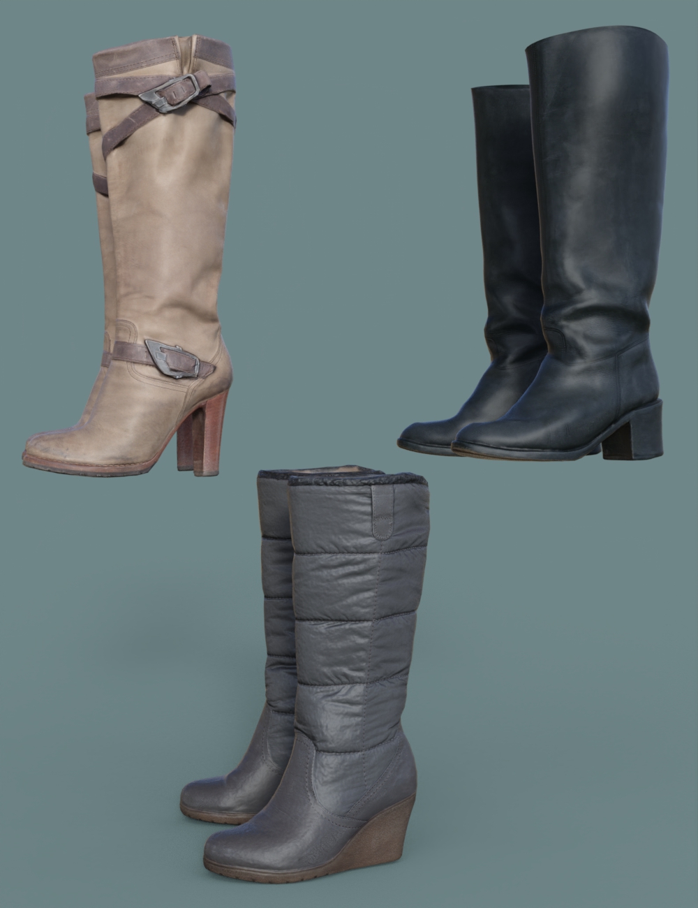 Walking Boots for Genesis 8.1 Females by: Polygonal Miniatures, 3D Models by Daz 3D