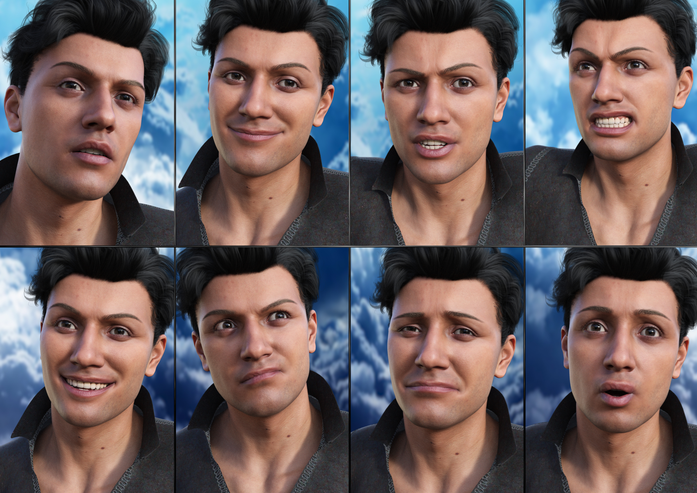 Emotional Expressions for Michael 9 by: JWolf, 3D Models by Daz 3D