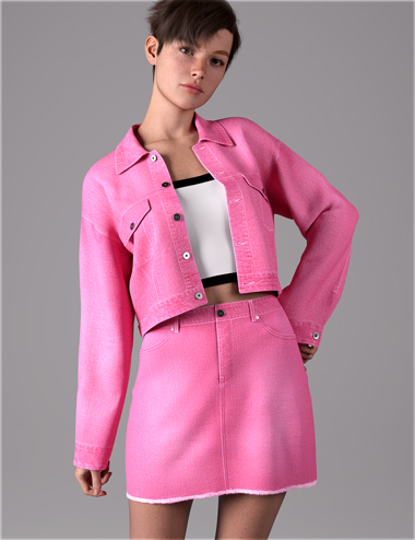 dForce HnC Cropped Denim Jacket Outfit for Genesis 9 | Daz 3D