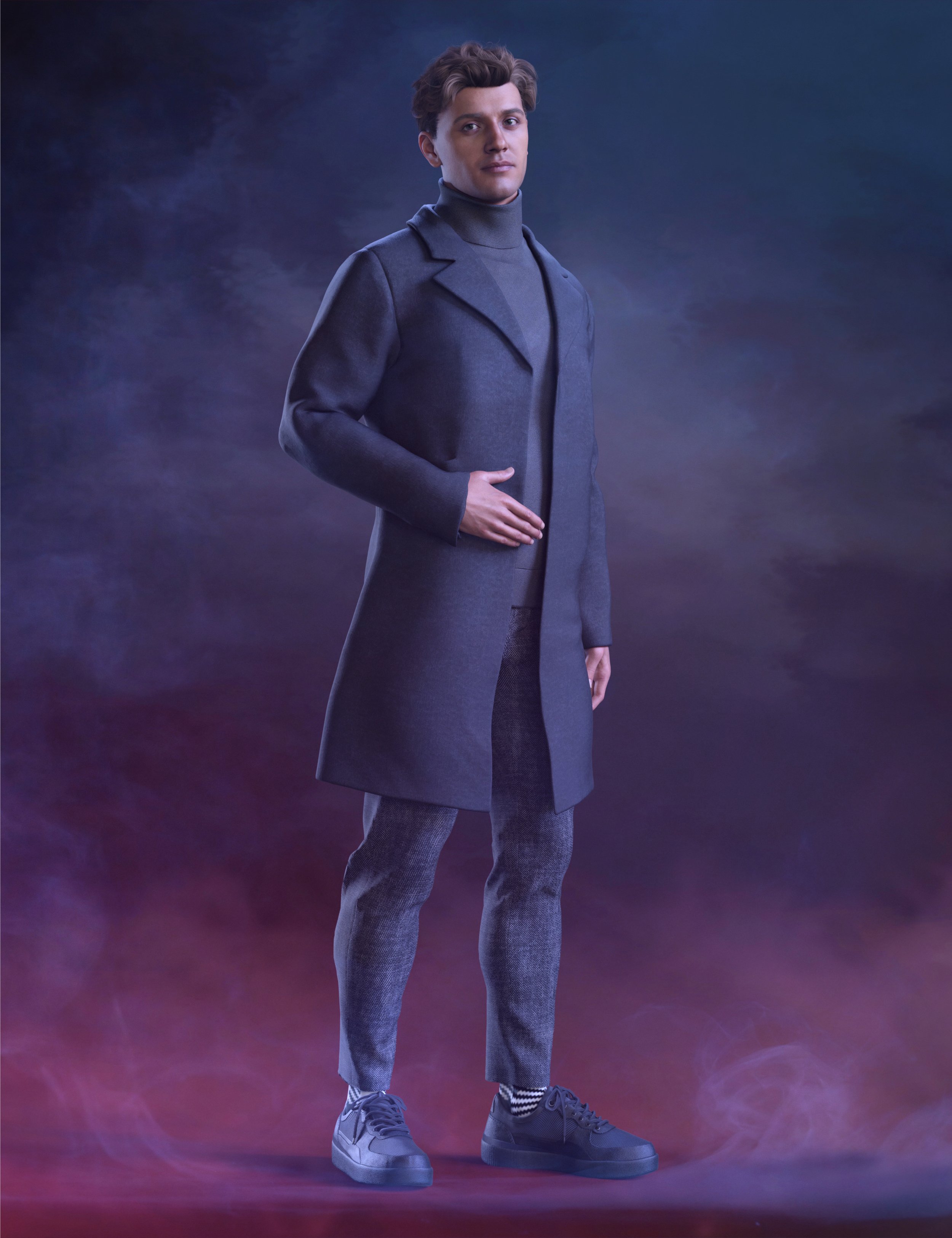 dForce KuJ Fashion Coat Suit for Genesis 9 by: Kujira, 3D Models by Daz 3D