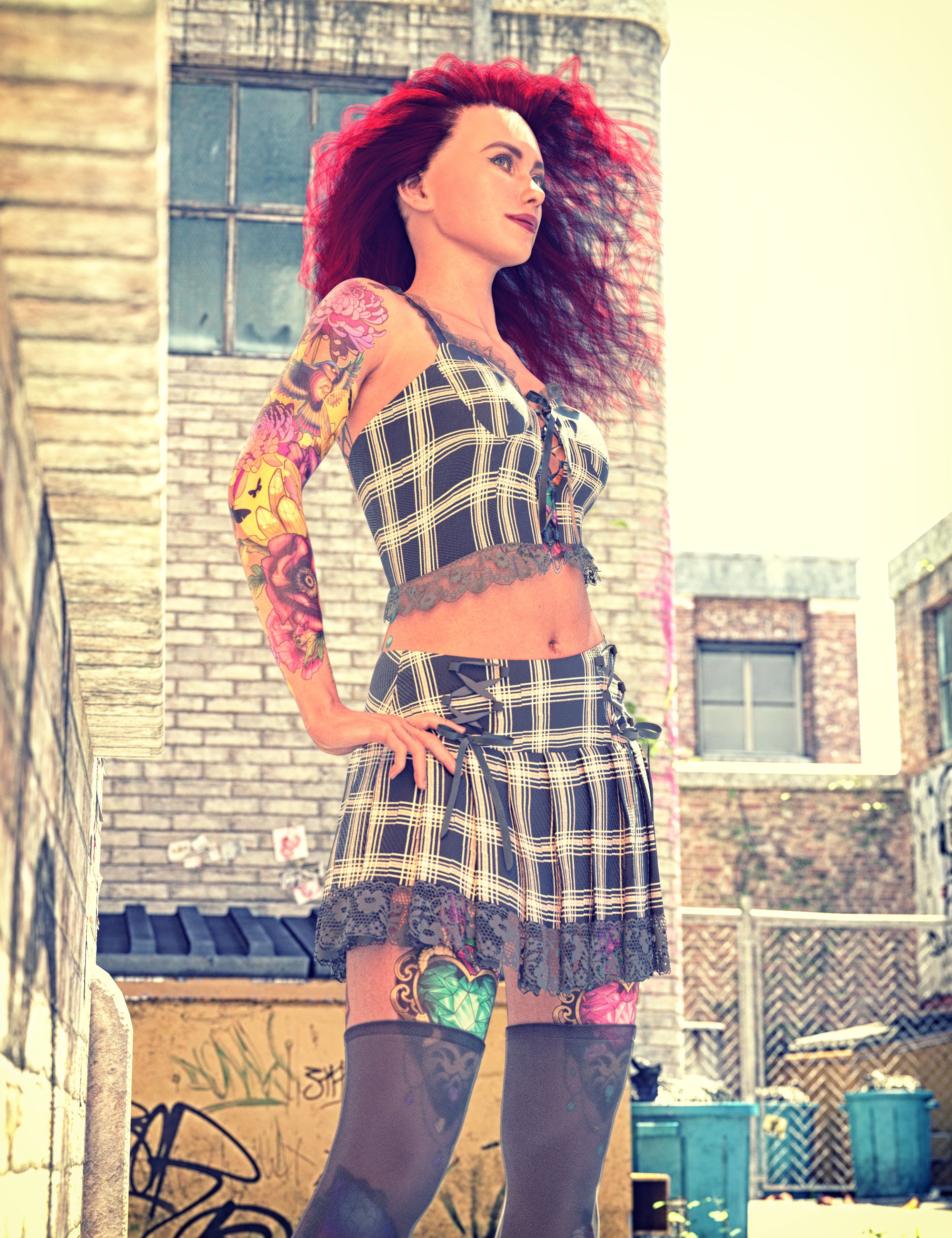 FE Charm Plaid Skirt for Genesis 8 Female by: FeSoul, 3D Models by Daz 3D