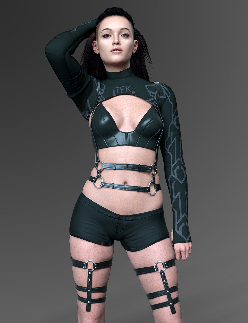 X-Fashion Tek Outfit for Genesis 9 by: xtrart-3d, 3D Models by Daz 3D