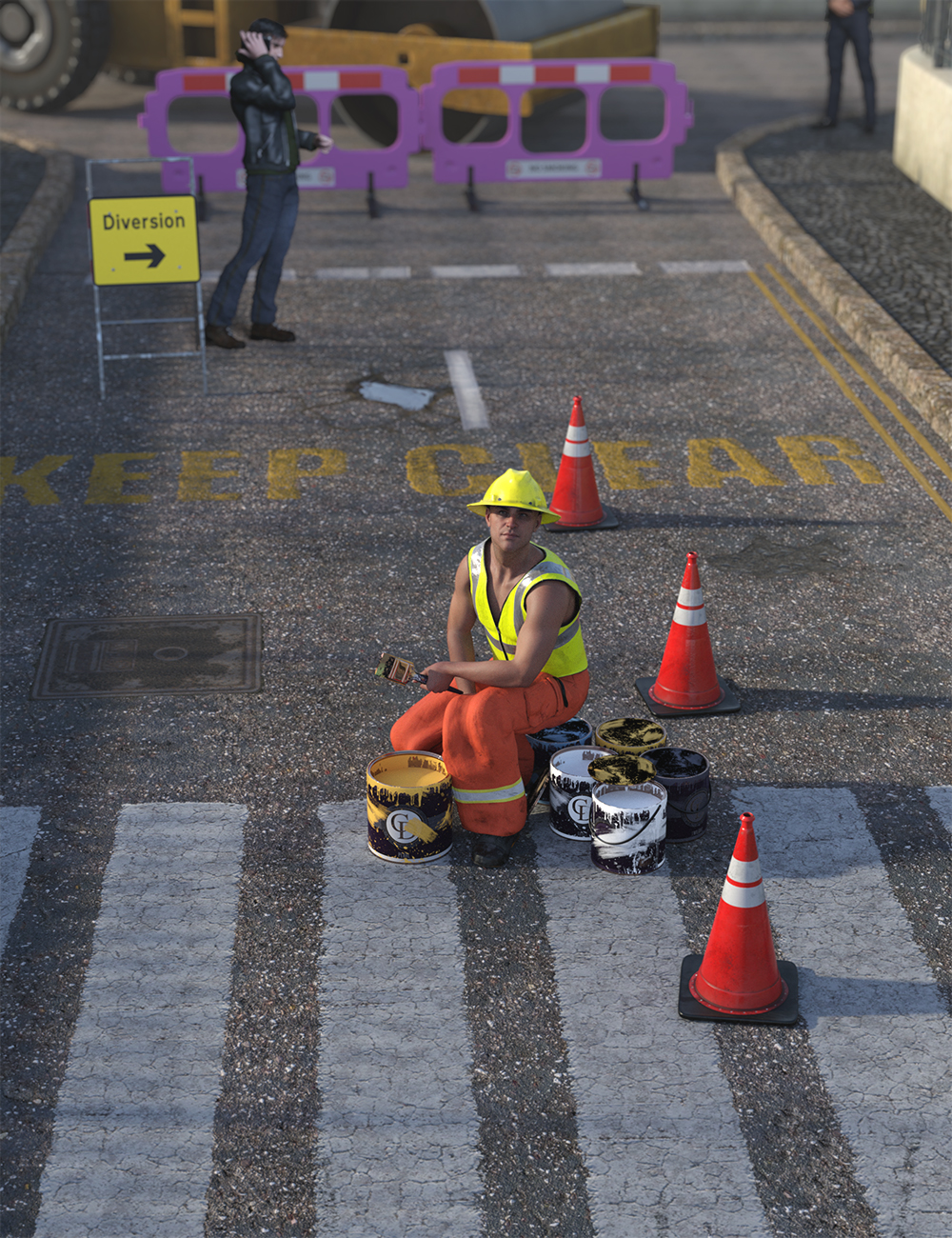 Road Markings and Potholes - Decals for Daz Studio by: MartinJFrost, 3D Models by Daz 3D