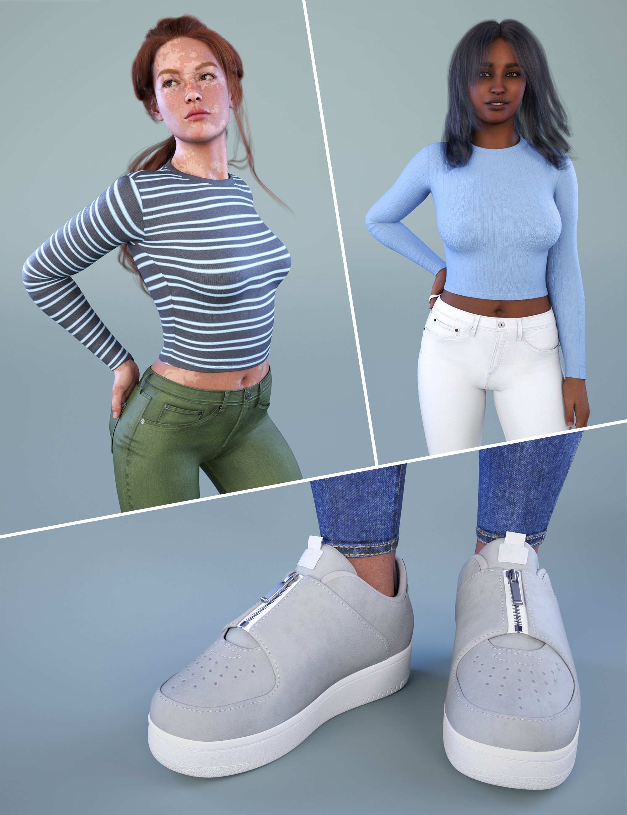 NG High Waist Skinny Jeans Outfit Texture Expansion by: NewGuy, 3D Models by Daz 3D
