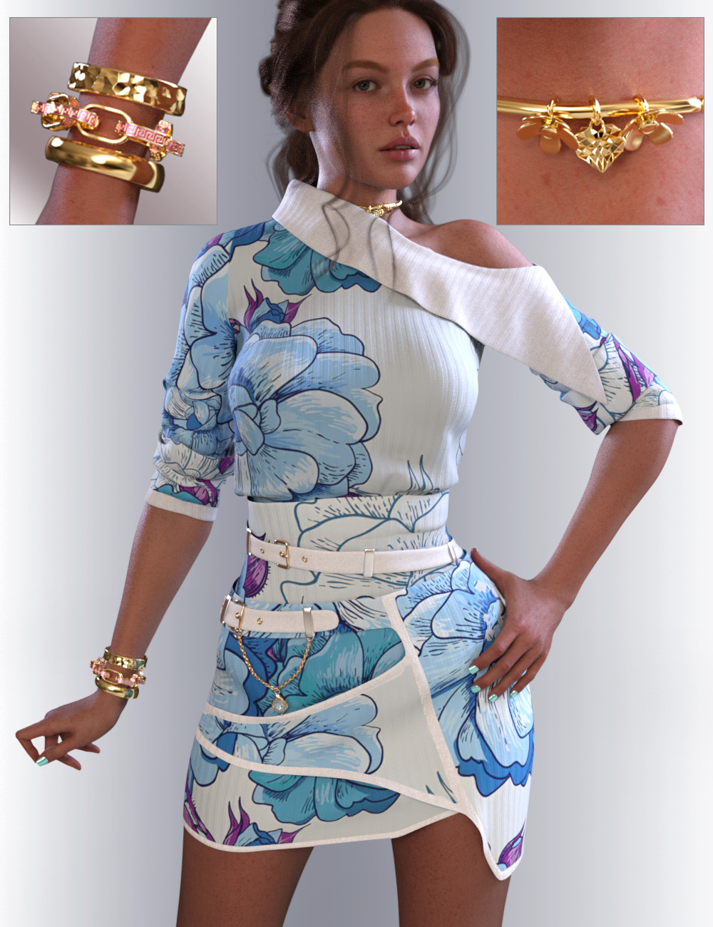 dForce Grace Designer Dress for Genesis 9 by: OnnelArryn, 3D Models by Daz 3D