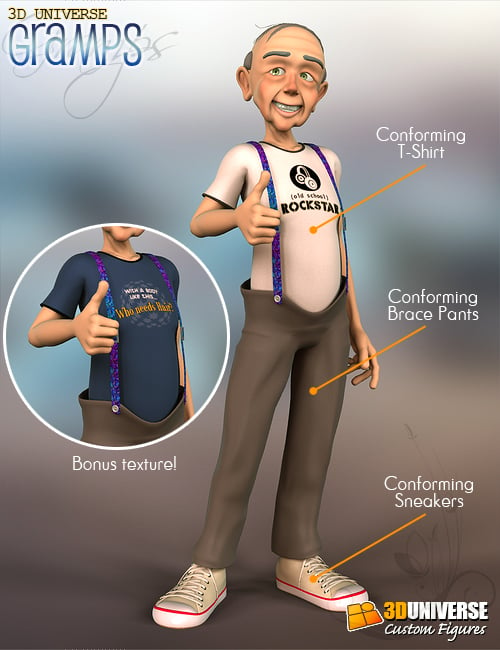 Toon Gramps  Clothing Pack by: 3D Universe, 3D Models by Daz 3D