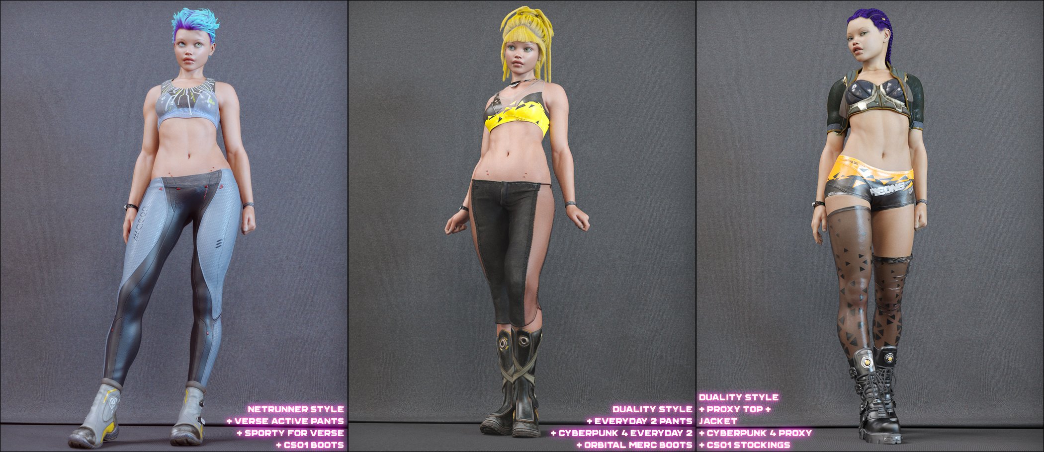 Cyberpunk Styles for Zero One Clothing Sets by: Aeon Soul, 3D Models by Daz 3D