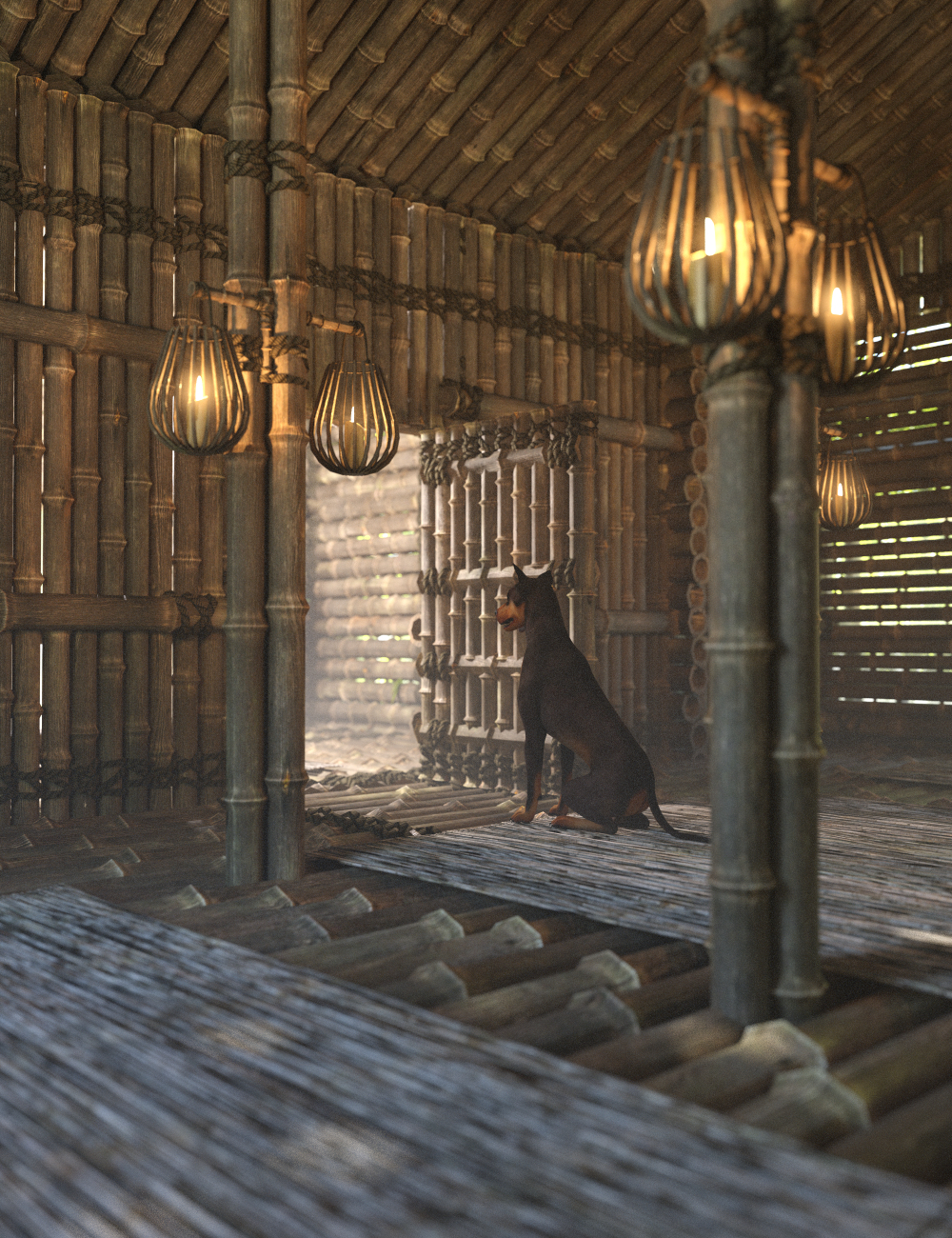 Bamboo Houses 1 by: Merlin StudiosEnterables, 3D Models by Daz 3D