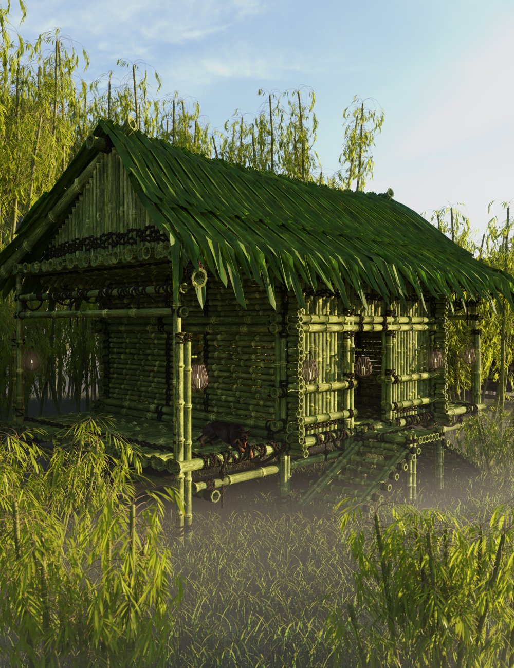 Bamboo Houses 1 by: Merlin StudiosEnterables, 3D Models by Daz 3D