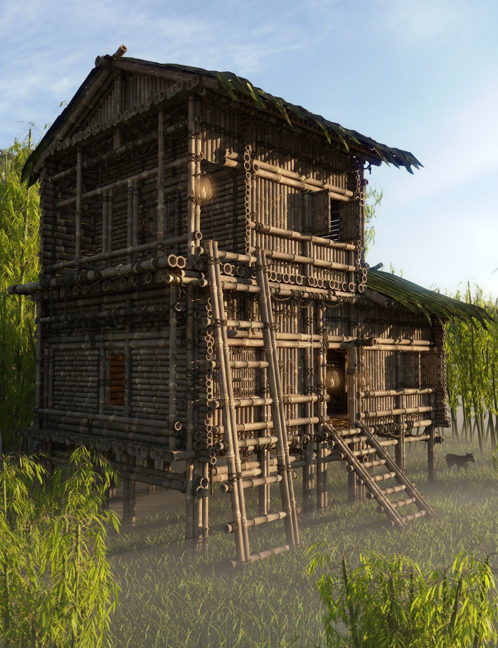 Bamboo Houses 2 by: Enterables, 3D Models by Daz 3D