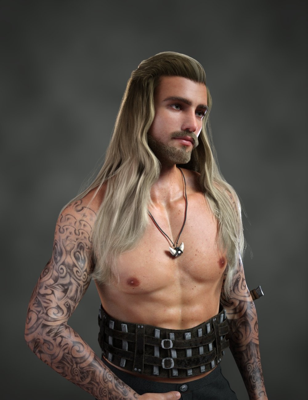 Antonio dForce Long Hair and Beard for Genesis 8 and 8.1 Male and Genesis 9 by: Neftis3D, 3D Models by Daz 3D