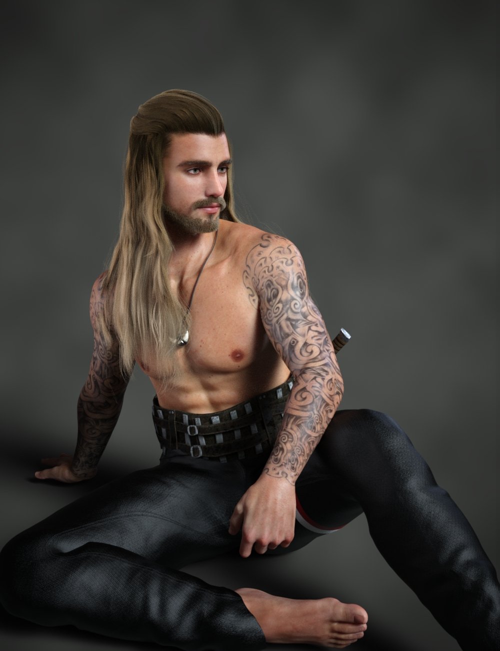 Antonio dForce Long Hair and Beard for Genesis 8 and 8.1 Male and ...