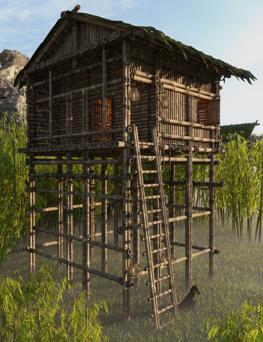 Bamboo Watchtowers by: Enterables, 3D Models by Daz 3D