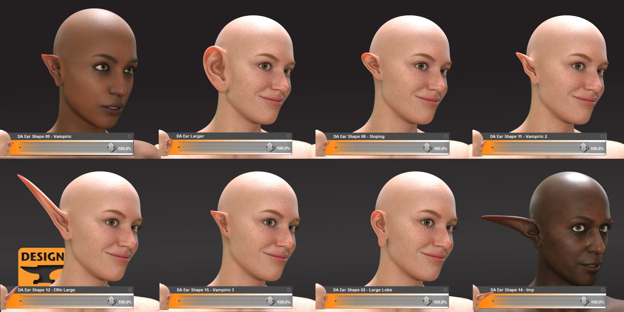 DA Fantasy Ear Shapes for Genesis 9 by: Design Anvil, 3D Models by Daz 3D