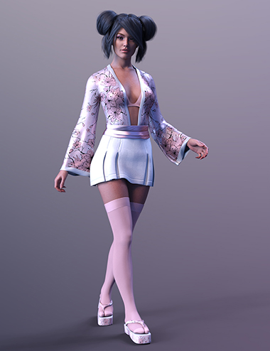 dForce X Fashion Kimono Style Set for Genesis 9 by: xtrart-3d, 3D Models by Daz 3D