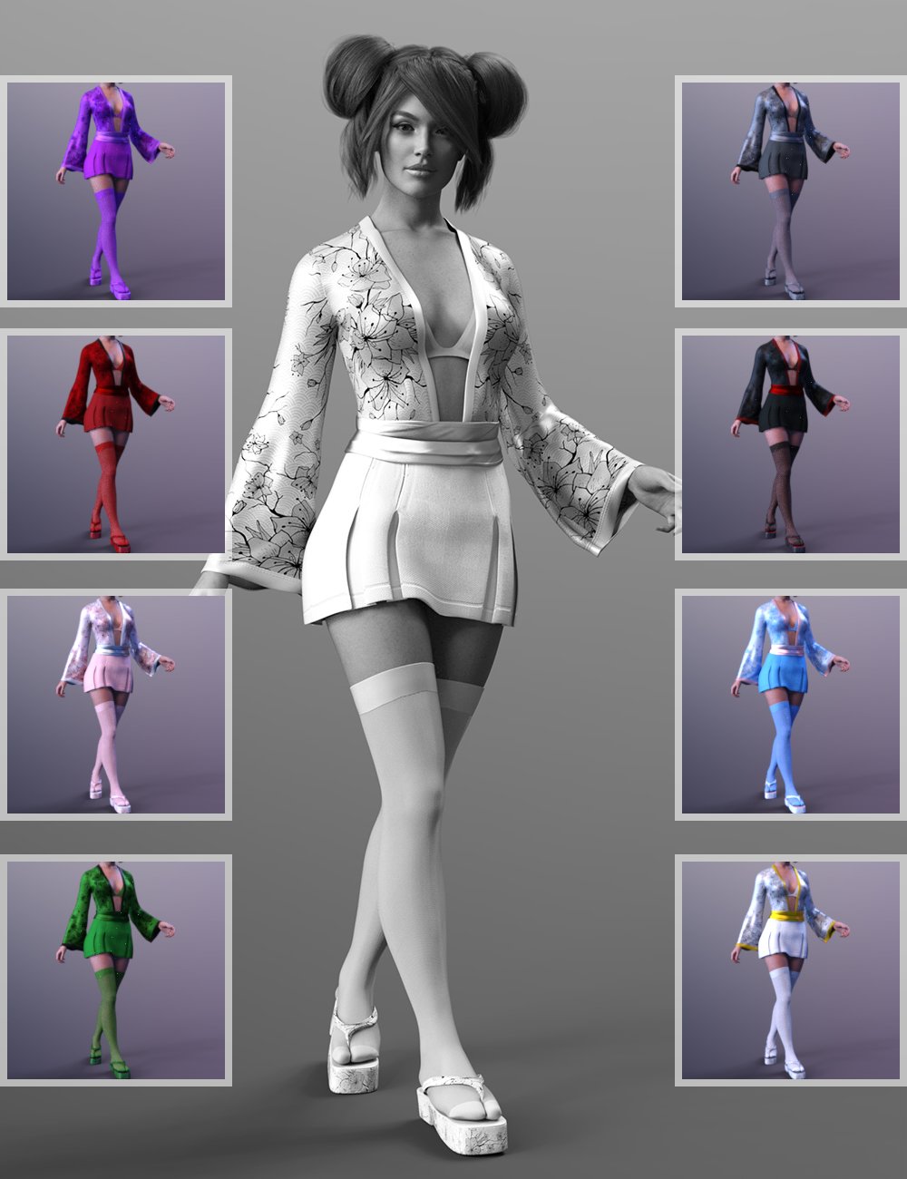 dForce X Fashion Kimono Style Set for Genesis 9 dForce X Fashion Kimono Style Set for Genesis 9 by: xtrart-3d, 3D Models by Daz 3D