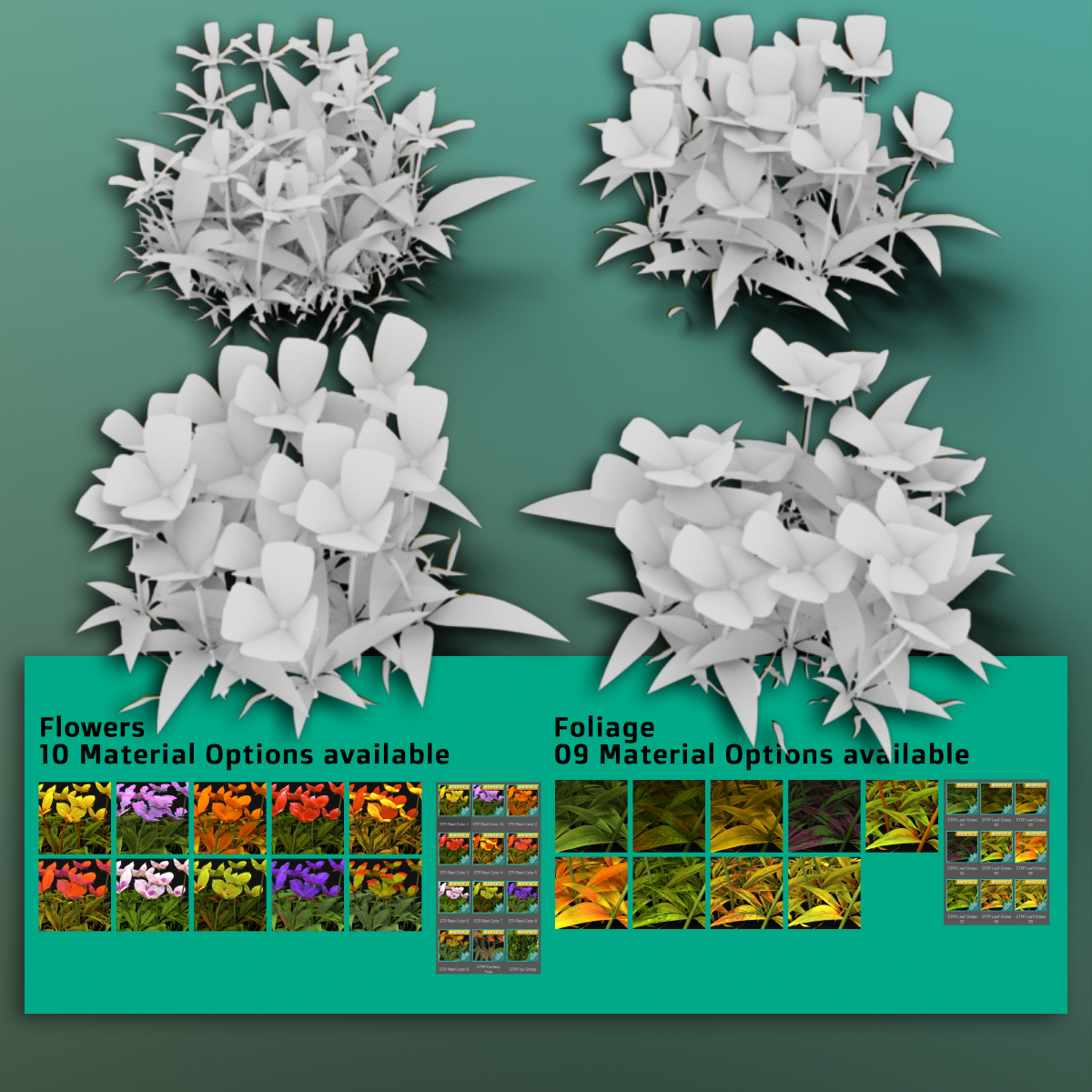 Showy Trees and Plants Pack by: Gendragon3D, 3D Models by Daz 3D