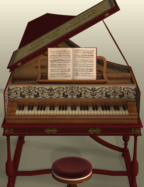 Harpsichord by: Ness Period Reproductions, 3D Models by Daz 3D