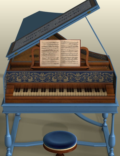Harpsichord by: Ness Period Reproductions, 3D Models by Daz 3D