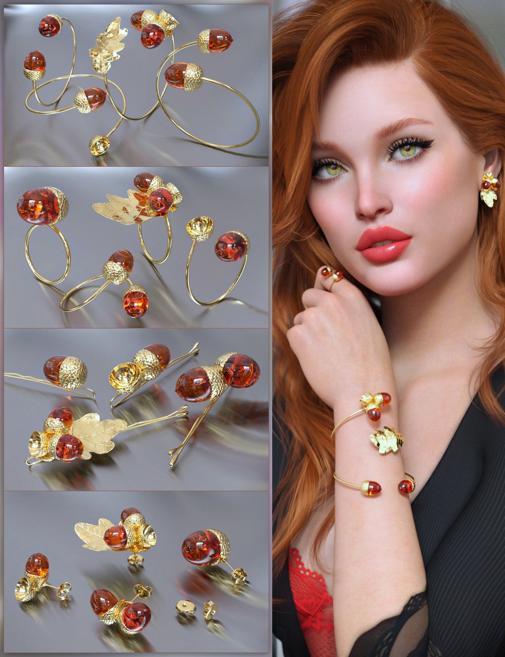 VRV Leigh Jewelry for Genesis 8 and 8.1 Females by: VRVirtuososaddy, 3D Models by Daz 3D