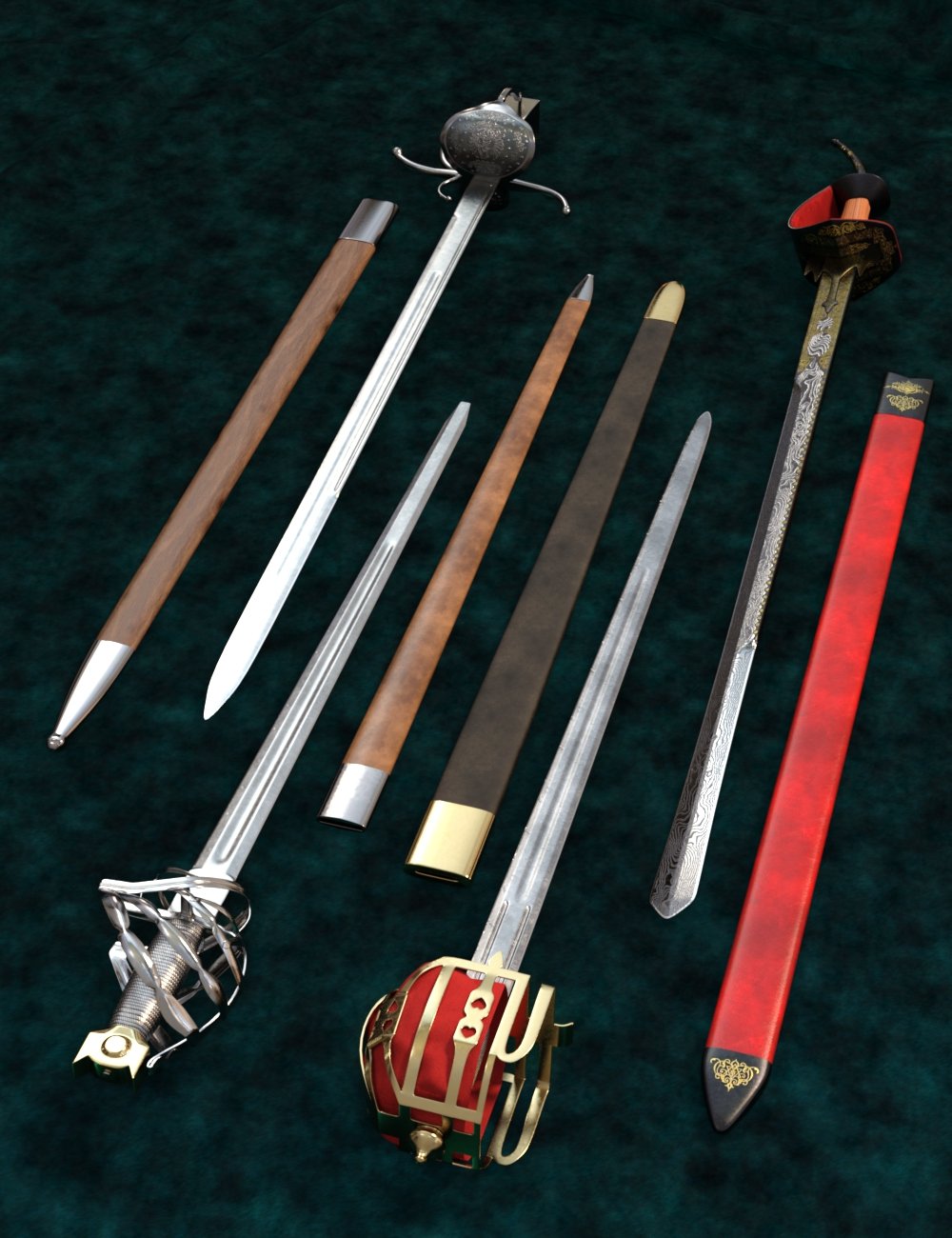 Basket Hilted Blades by: Falcontruth, 3D Models by Daz 3D
