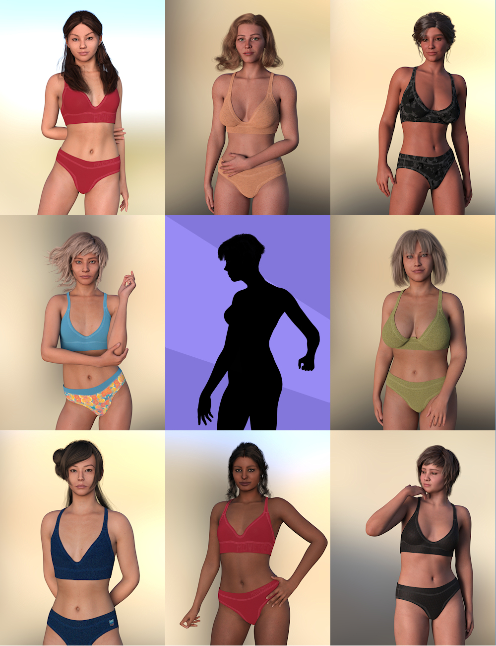 AQ Feminine Variations for Genesis 9 by: Aquarius, 3D Models by Daz 3D