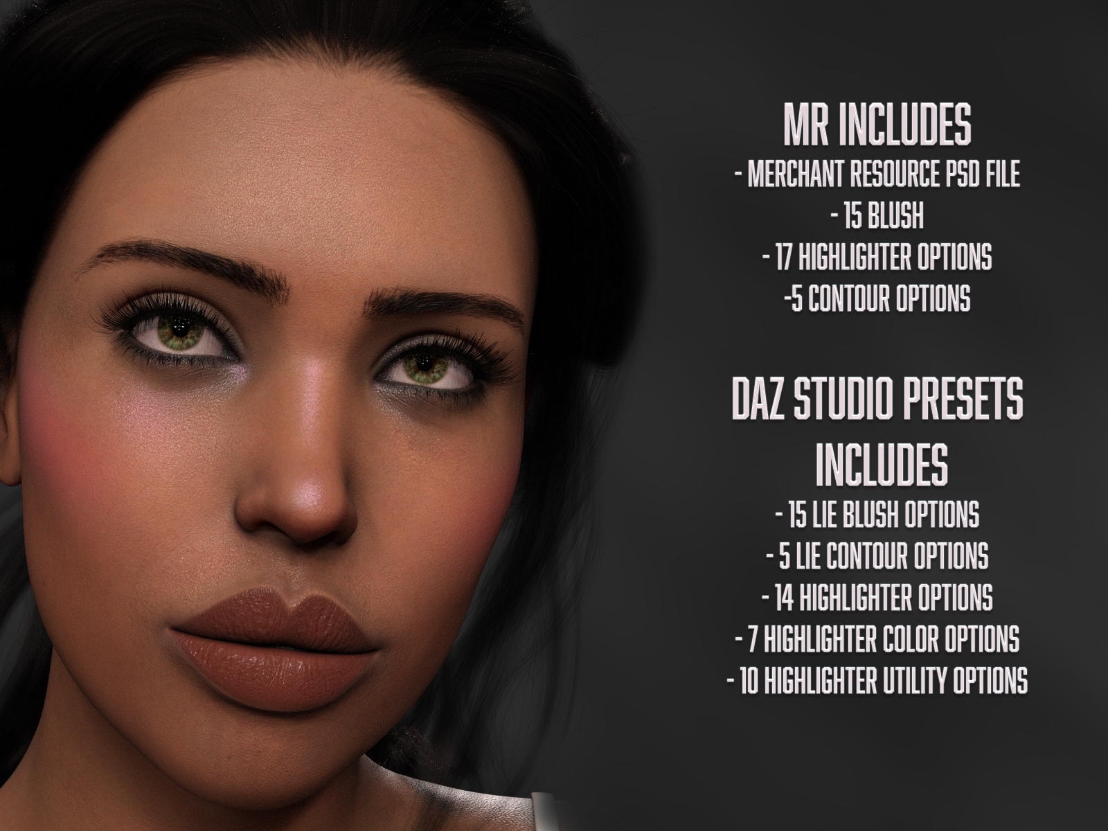 Twizted Face MakeUp MR for Genesis 9 by: TwiztedMetal, 3D Models by Daz 3D