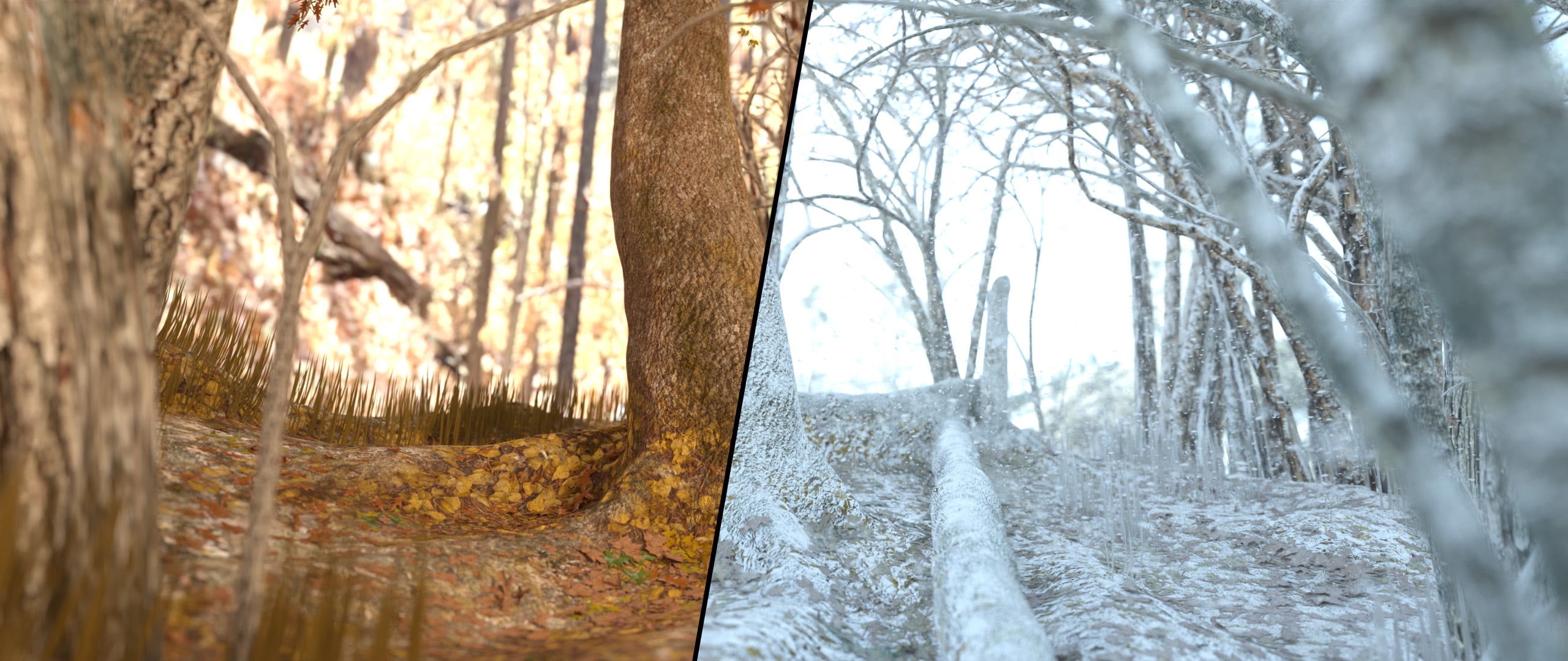 Winter Add Fall Woods Vignette Winter Add-On | Daz 3D