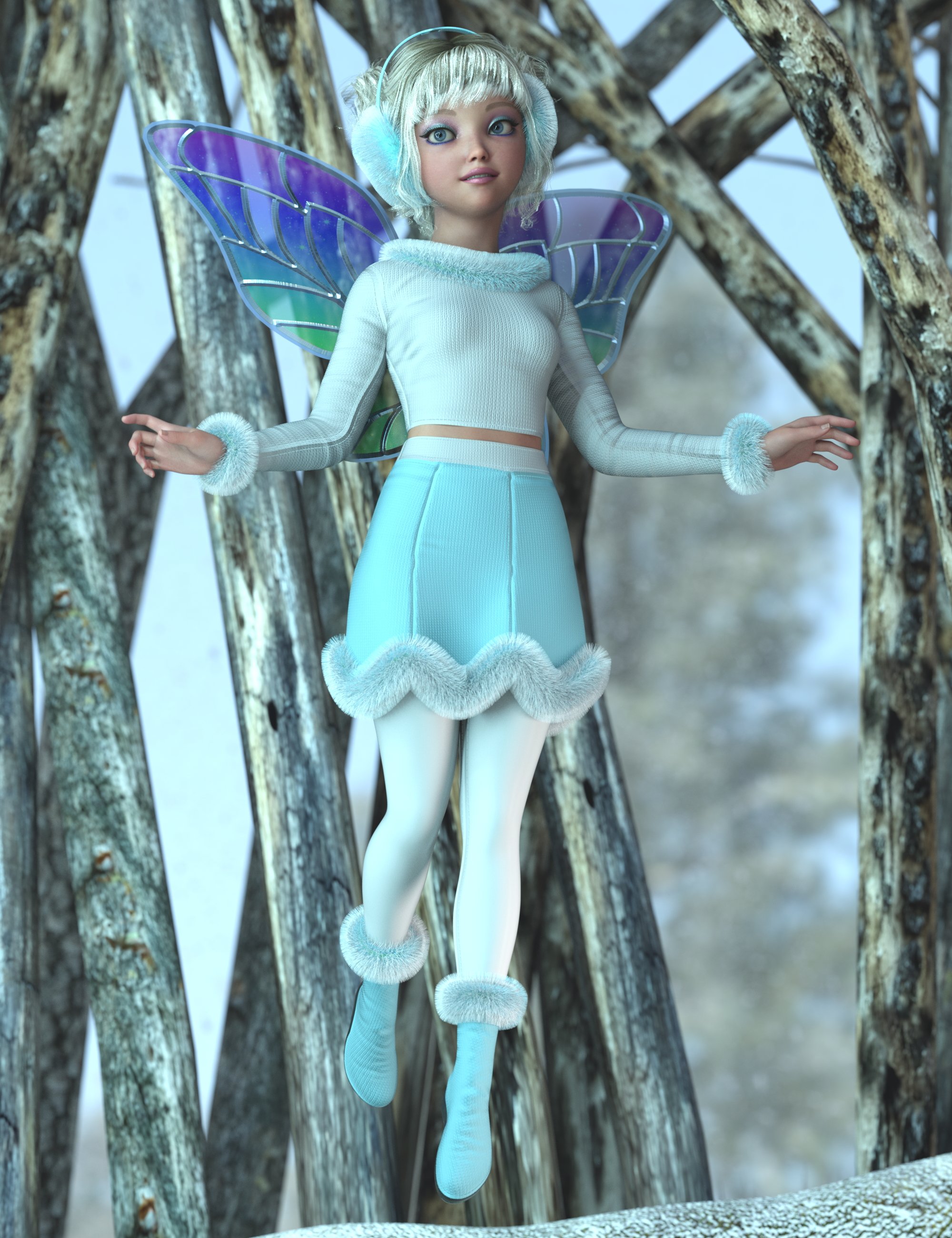 Pixie Winter Outfit for Genesis 9 by: Demian, 3D Models by Daz 3D