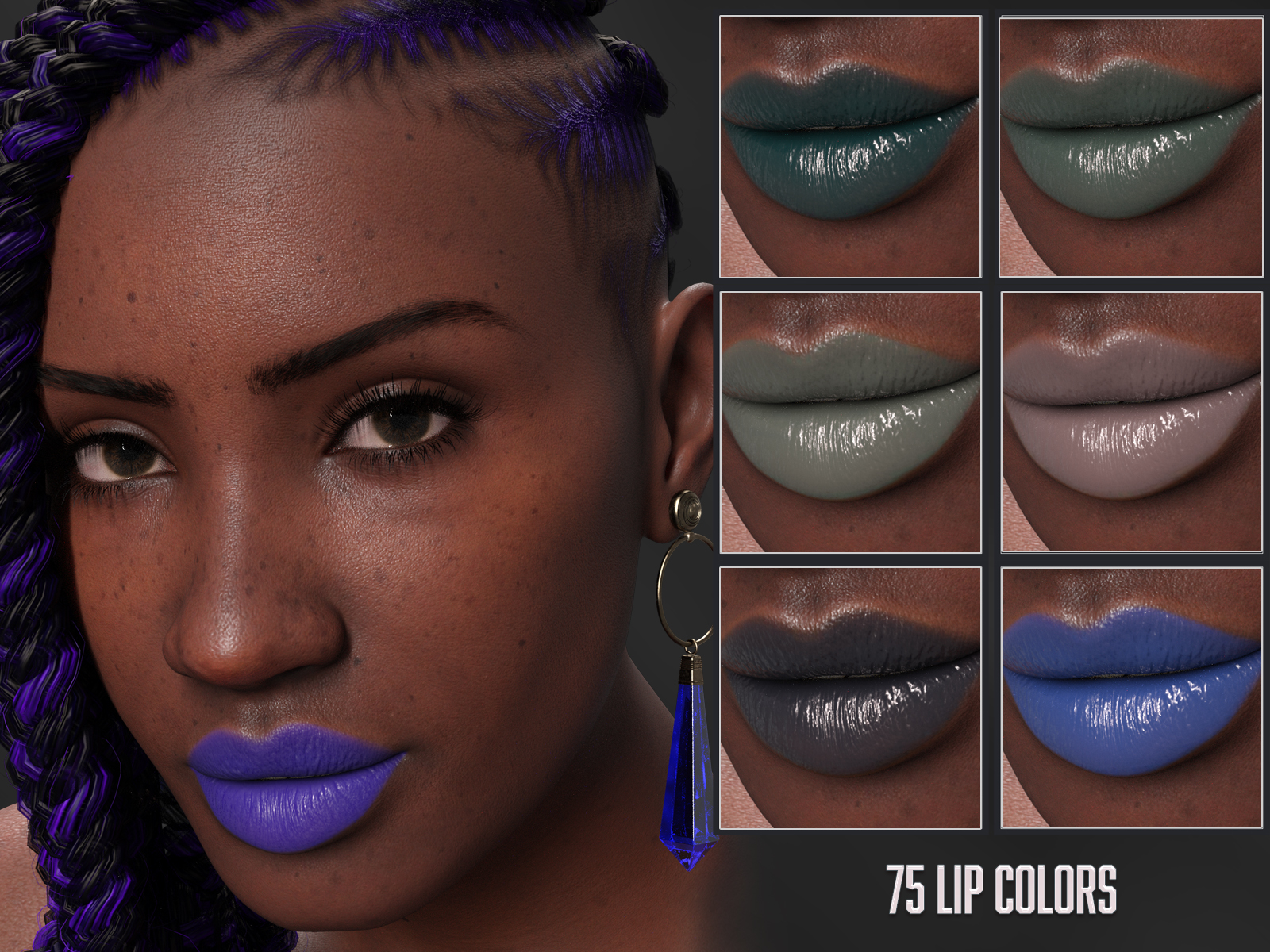 Twizted Makeup Lips Merchant Resource for Genesis 9 by: TwiztedMetal, 3D Models by Daz 3D