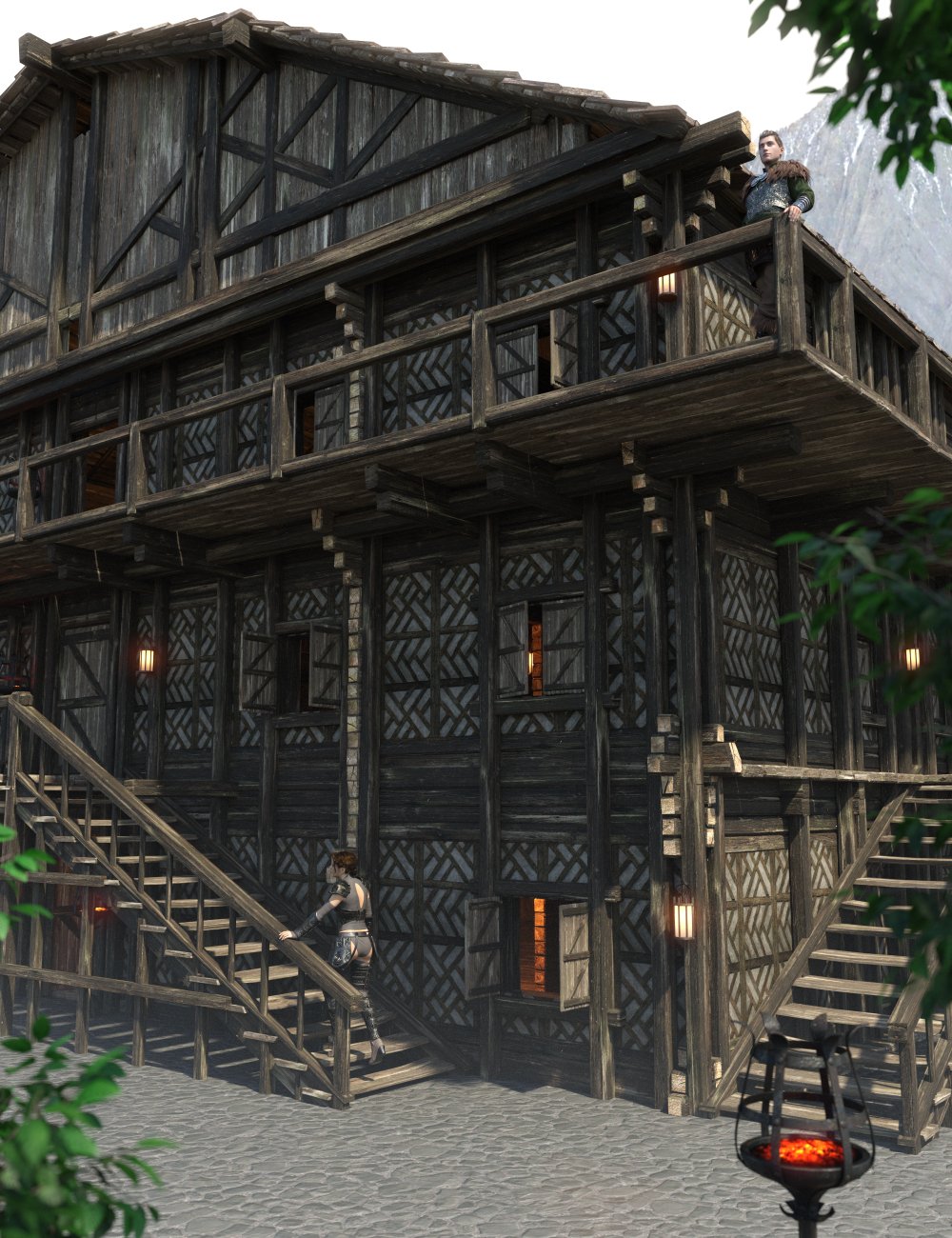 Half Timbered Halls by: Enterables, 3D Models by Daz 3D