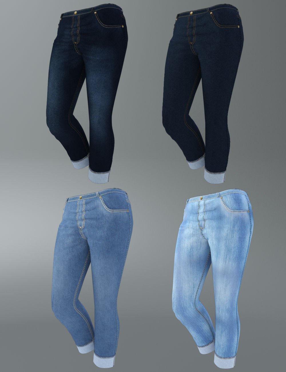 dForce Angie Cuffed Jeans Outfit for Genesis 9 by: WildDesigns, 3D Models by Daz 3D