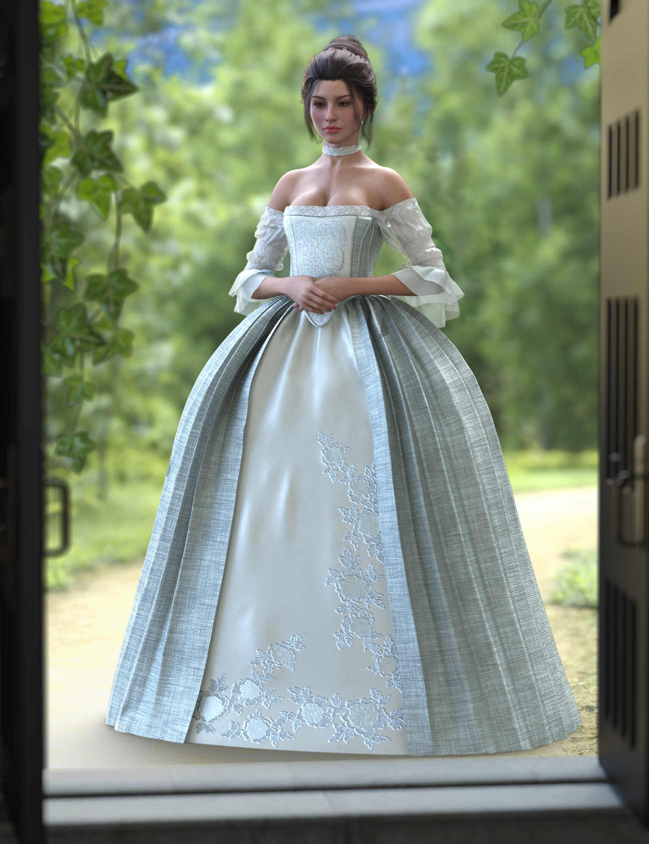 dForce Highlands Gown Outfit and Shape for Genesis 9 by: Blue Rabbit, 3D Models by Daz 3D