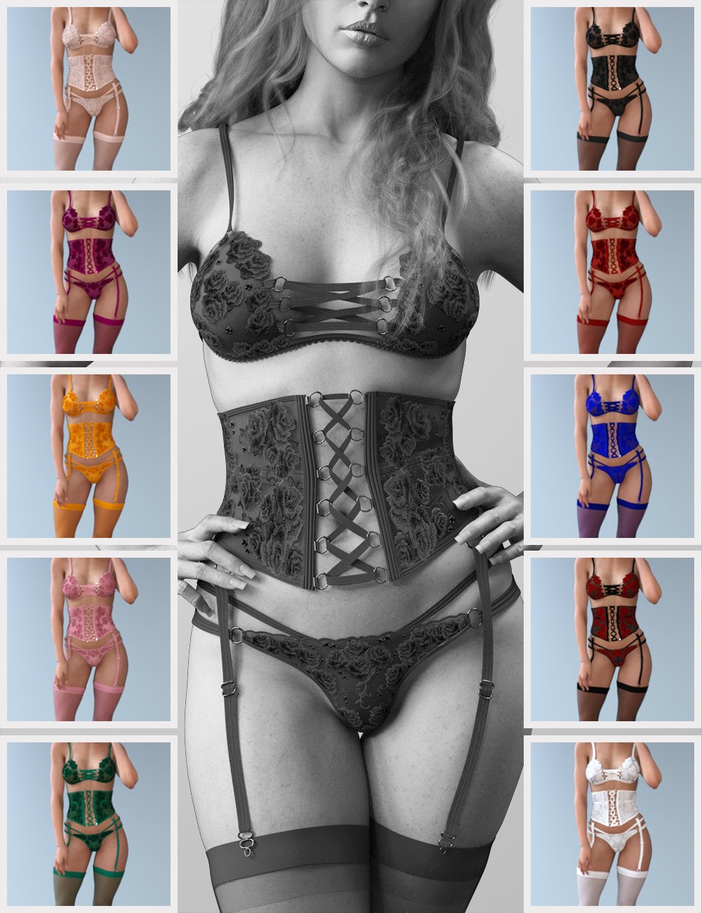 X-Fashion Embroidery Luxury Lingerie for Genesis 9 X-Fashion Embroidery Luxury Lingerie for Genesis 9 by: xtrart-3d, 3D Models by Daz 3D