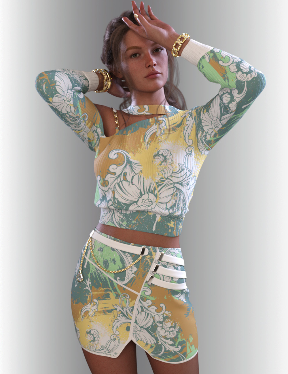 dForce Pamela Blouse and Skirt for Genesis 9 | Daz 3D