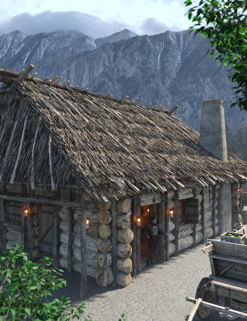 Thatched Cabins by: Enterables, 3D Models by Daz 3D