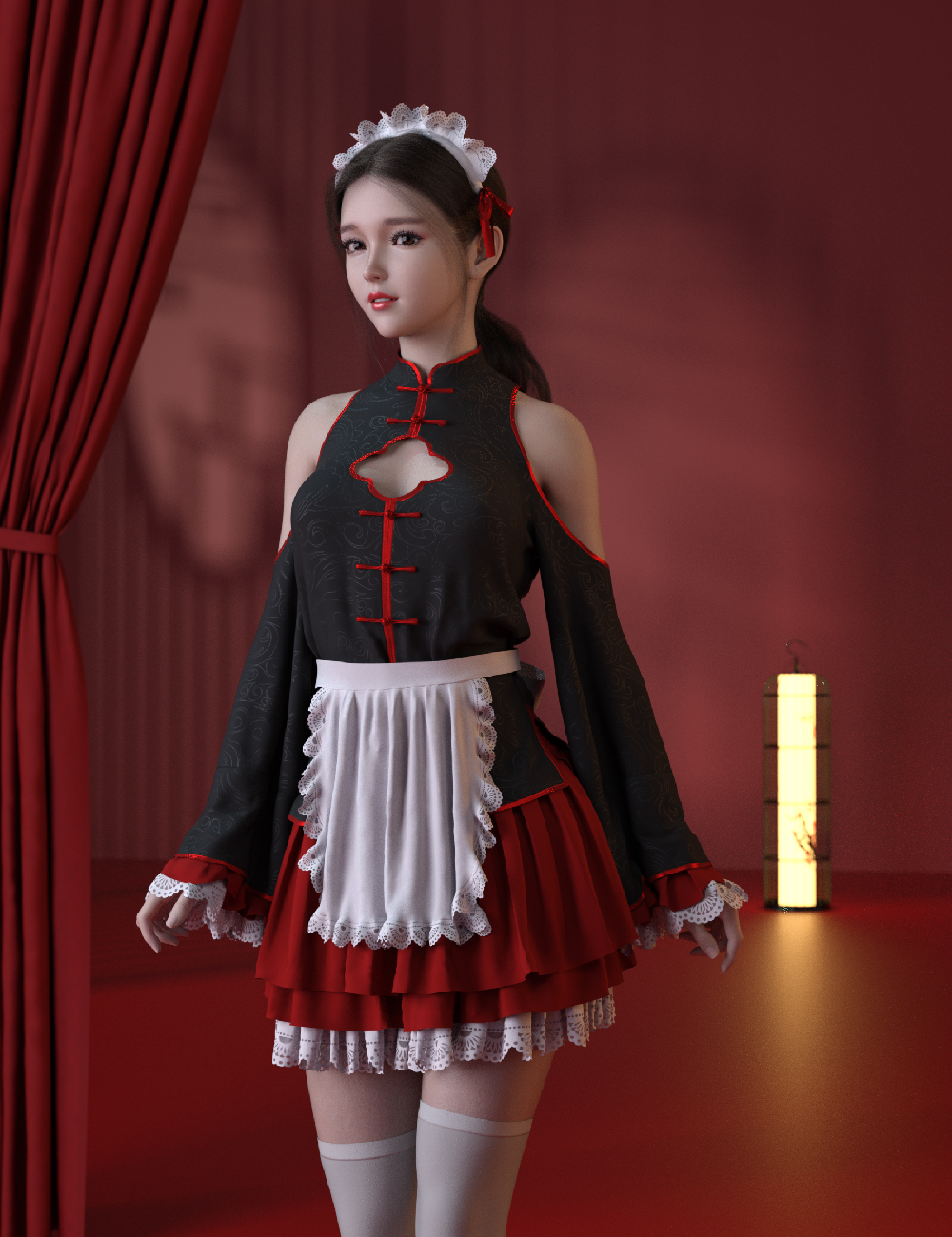 dForce MKTG Maid Outfit for Genesis 8.1 Females and Genesis 9 by: MoonK-TG, 3D Models by Daz 3D