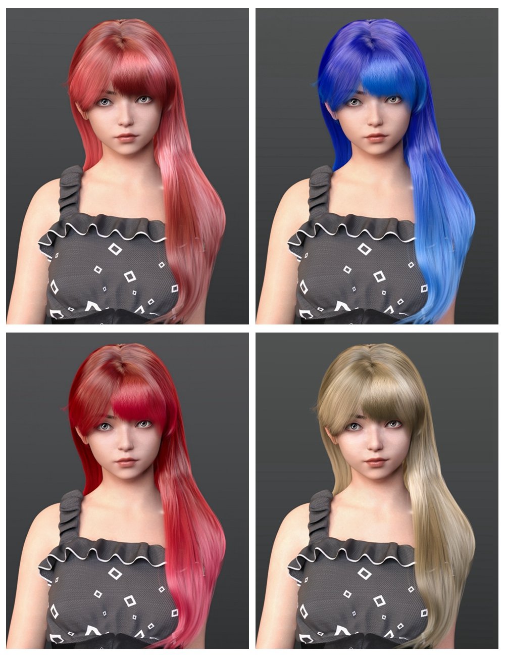 Kin Hair for Genesis 9 by: Ergou, 3D Models by Daz 3D