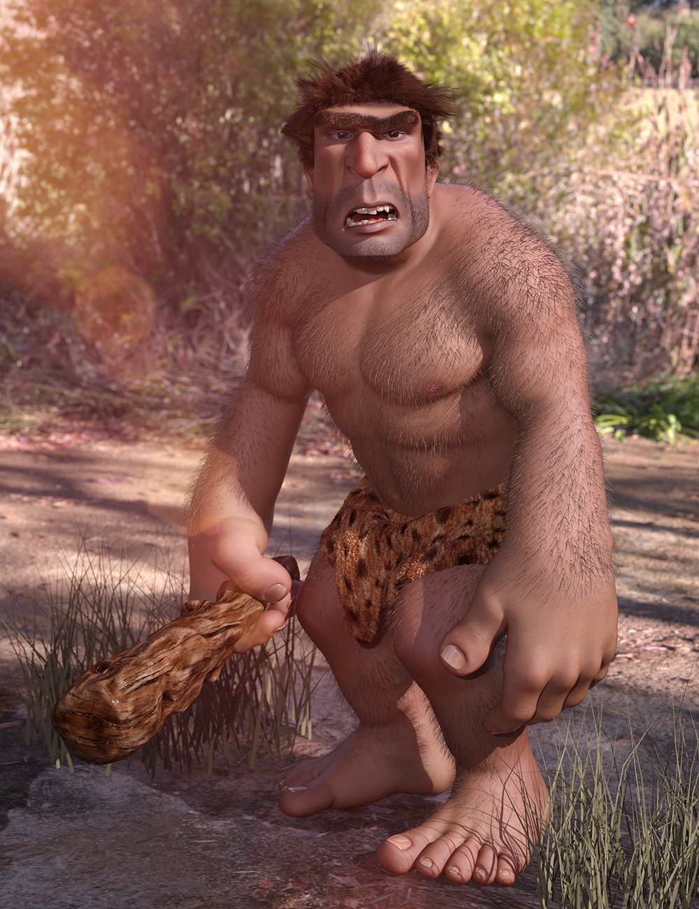 Stylized Caveman, Hair, and Accessories for Genesis 8 Male by: 3D Universe, 3D Models by Daz 3D