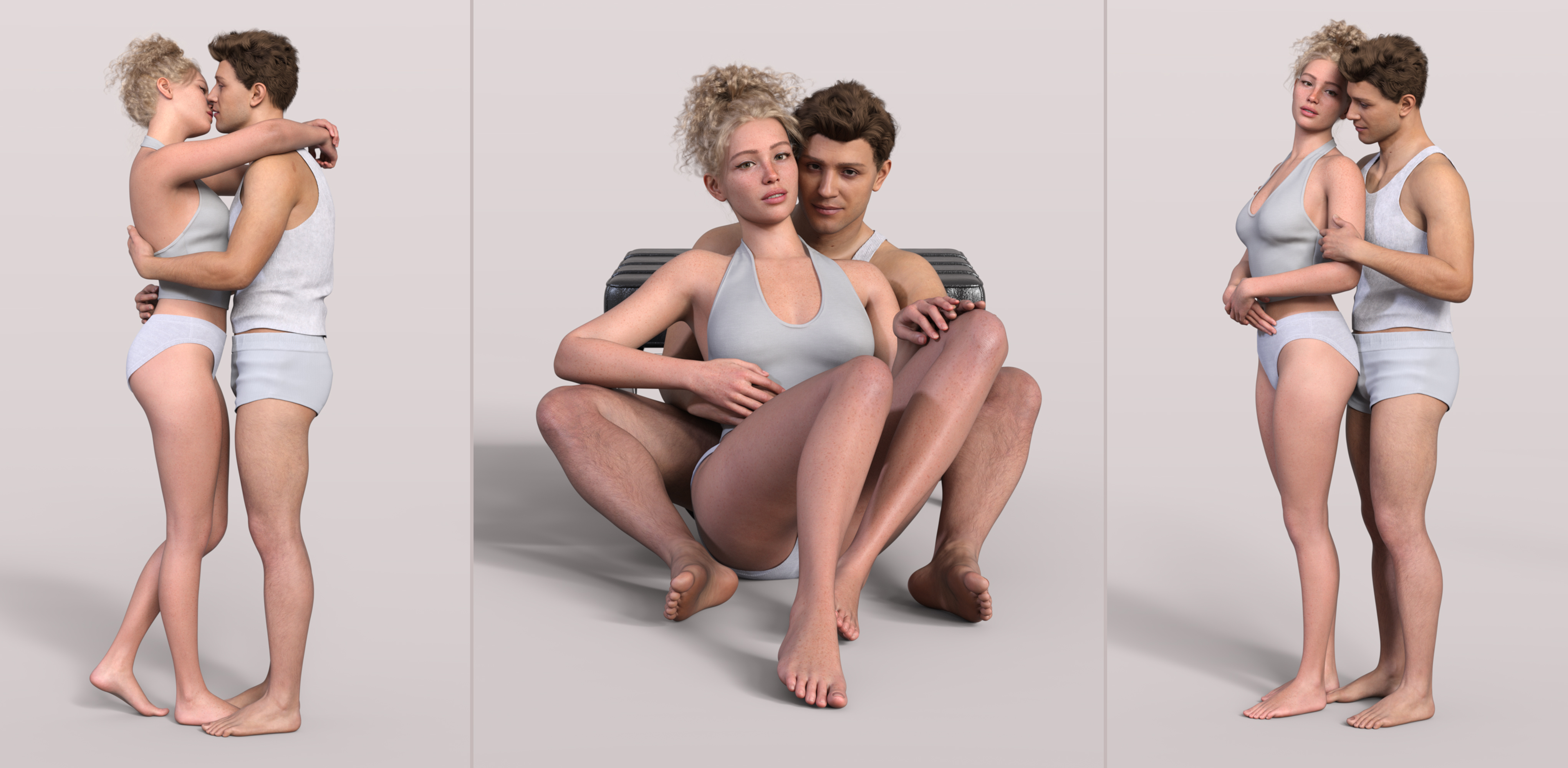 Z Loved Up Couple Poses for Genesis 9 and 8 by: Zeddicuss, 3D Models by Daz 3D