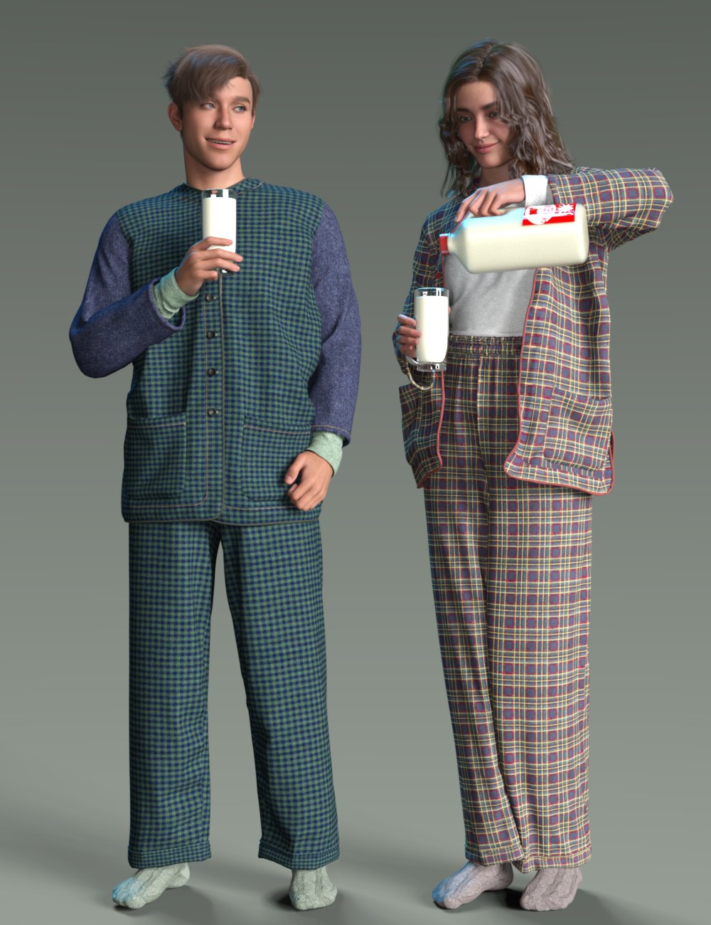 dForce Comfy Pajama Set for Genesis 9, 8, and 8.1 by: Dimidrol, 3D Models by Daz 3D
