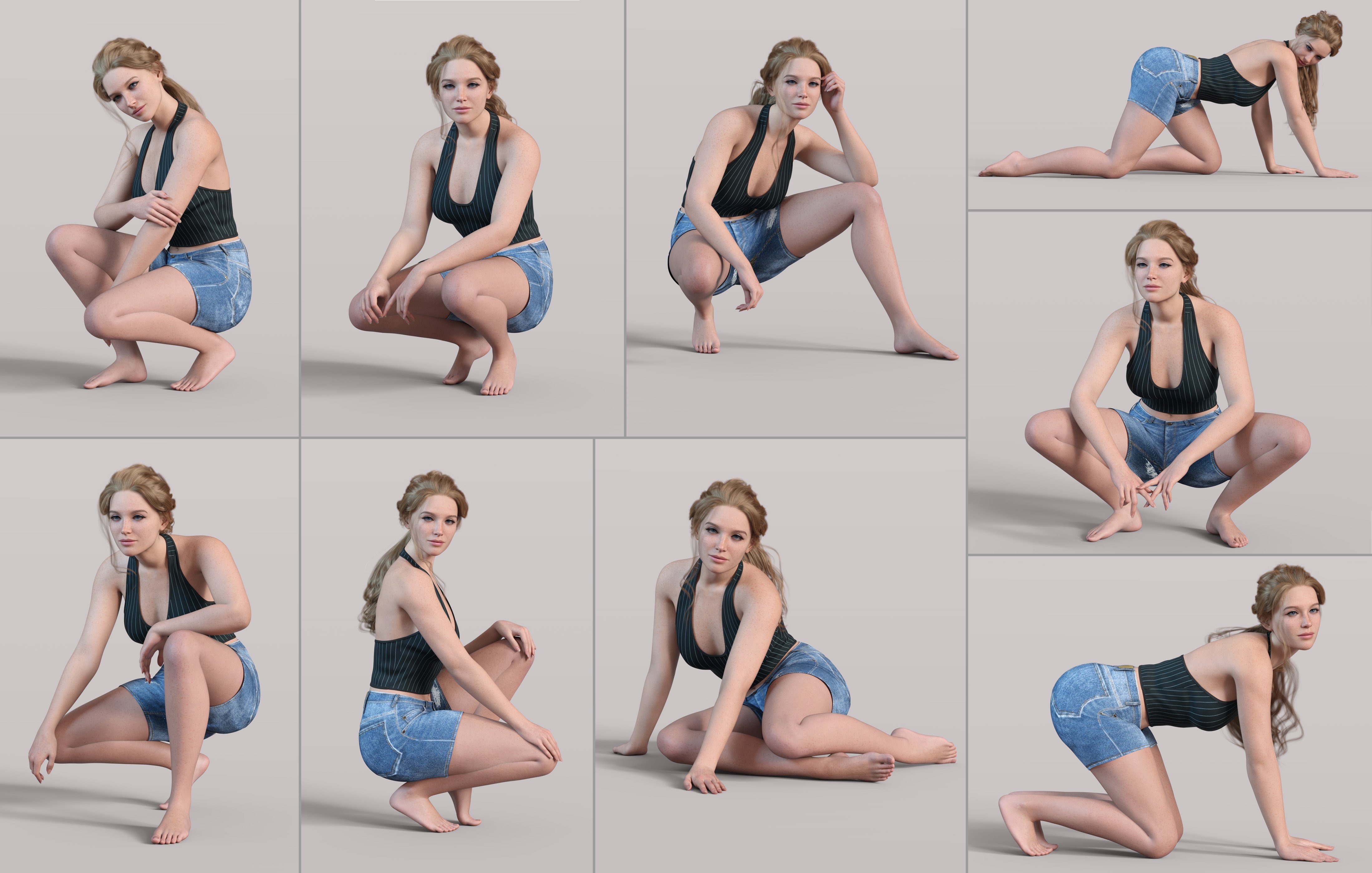 Z Ultimate Kneeling and Crouching for Genesis 8 and 9 by: Zeddicuss, 3D Models by Daz 3D