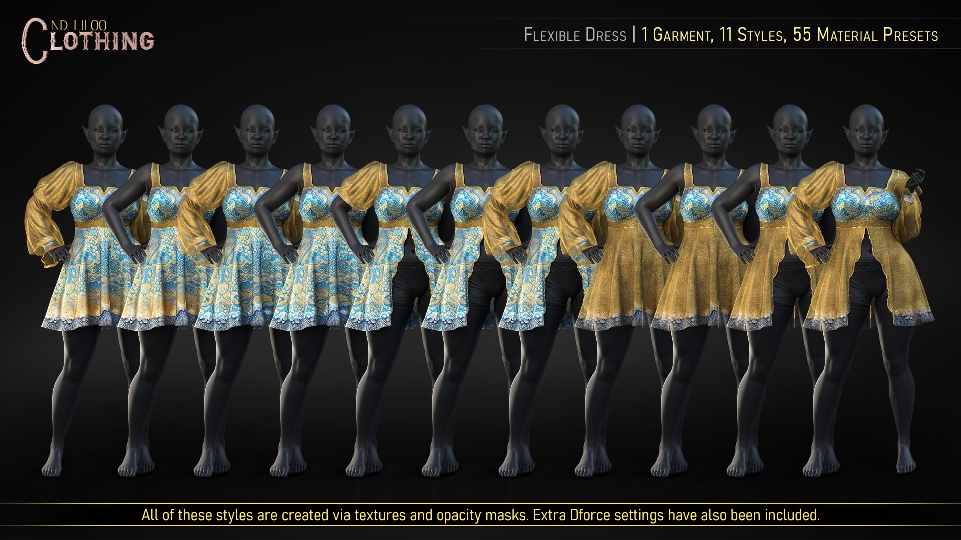 dForce ND Liloo Clothing for Genesis 9 | Daz 3D