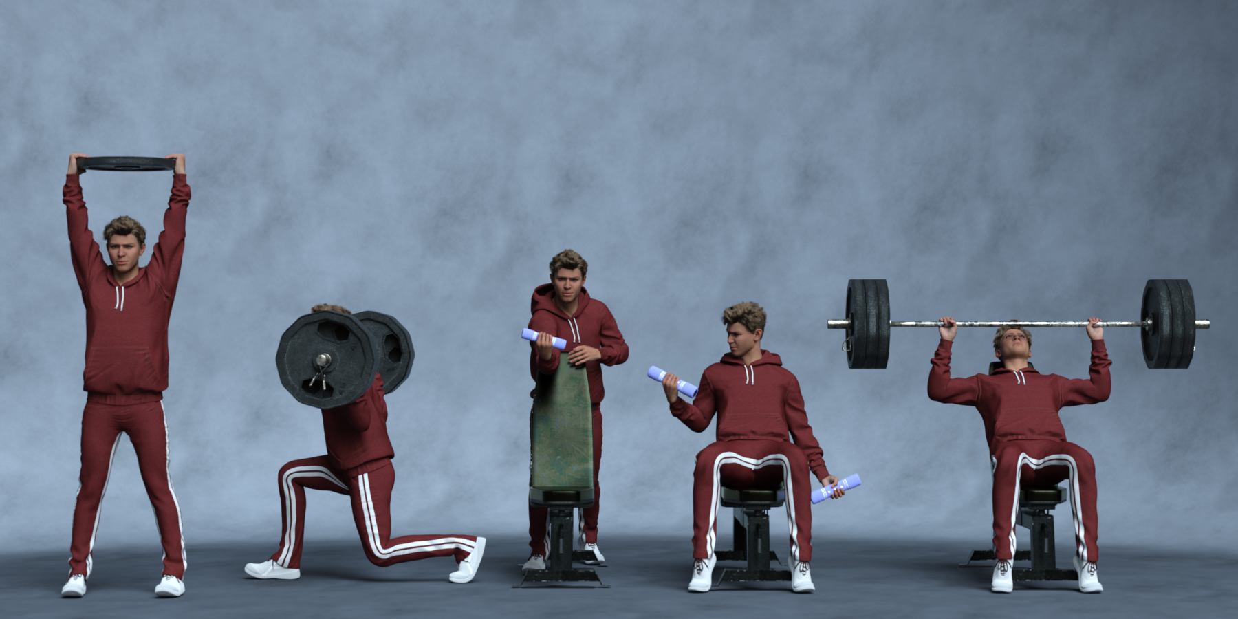 Gym Poses for Genesis 9 and Workout Gear Gym Poses for Genesis 9 and Workout Gear by: Ensary, 3D Models by Daz 3D