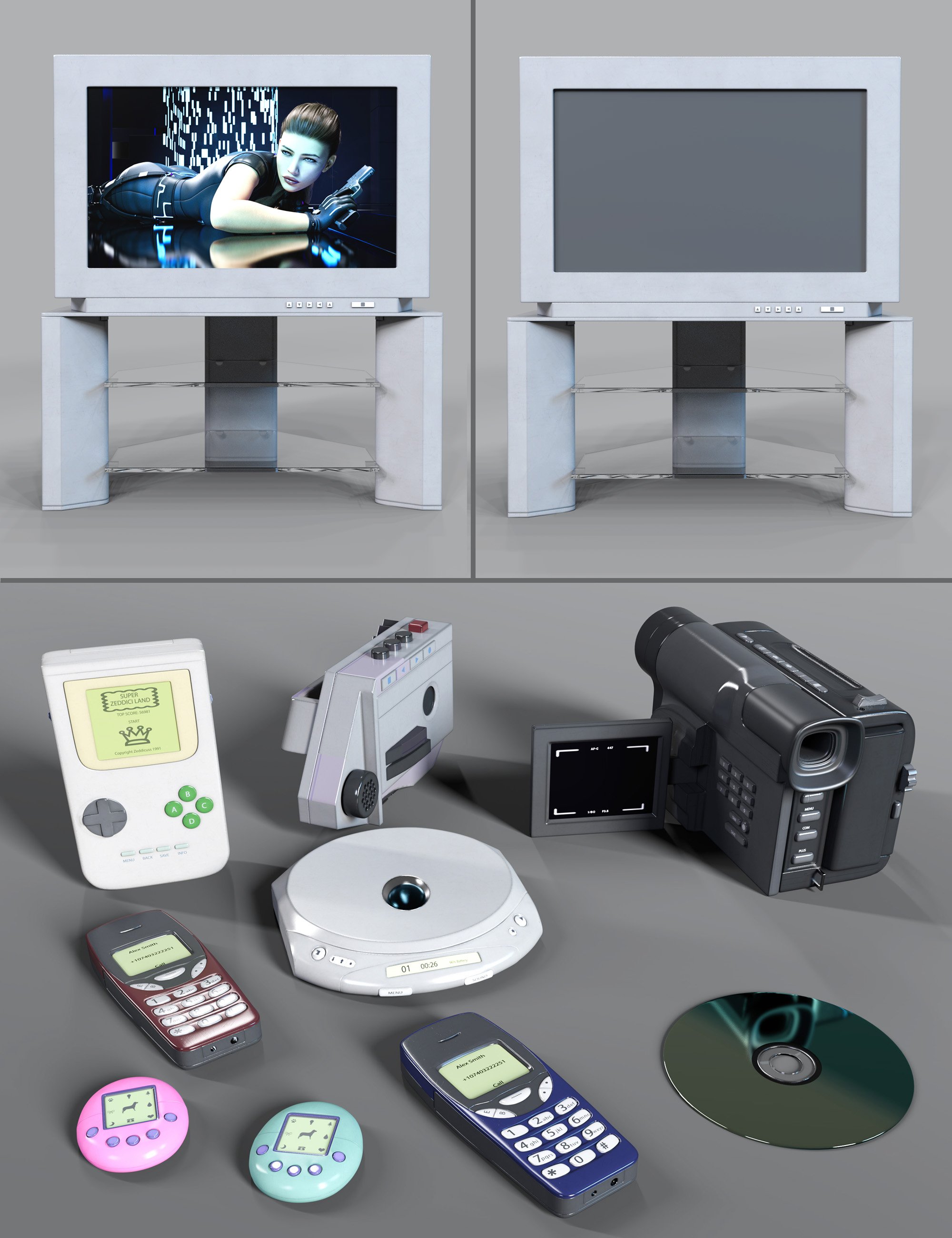 Z 90s Gadgets by: Zeddicuss, 3D Models by Daz 3D